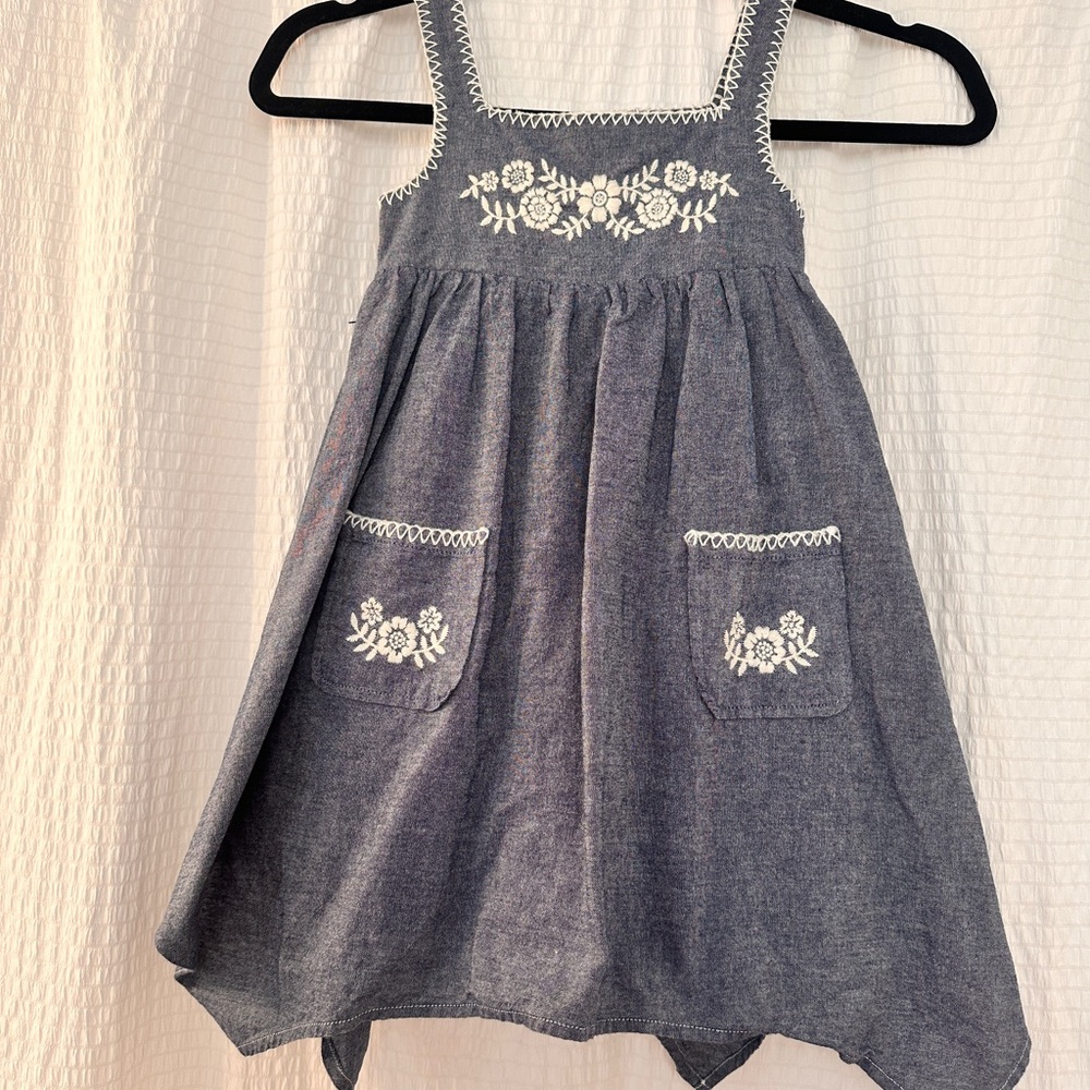 Embroidered Blue Kids Casual Dress